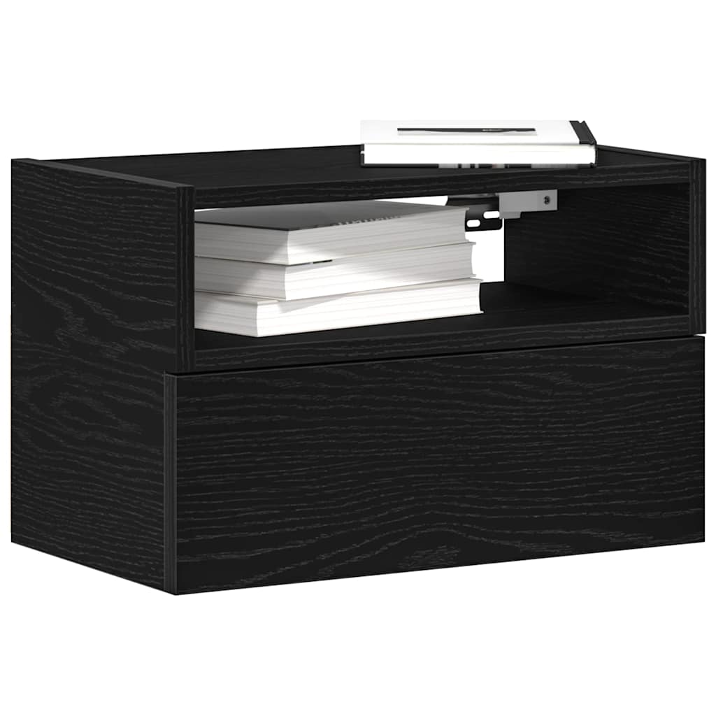 Κομοδίνο Επιτοίχιο mαύρο 45x26x28,5 εκ.