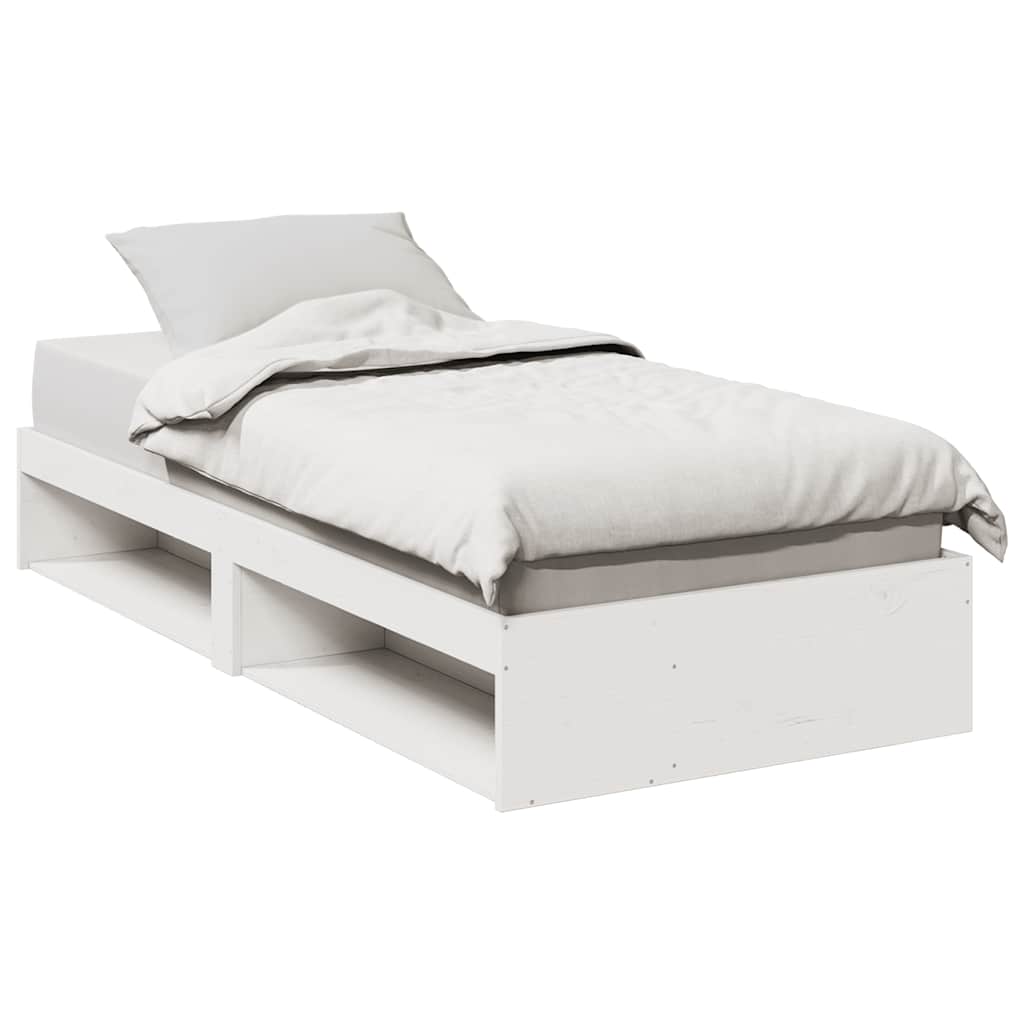 Κρεβάτι ημέρας χωρίς στρώμα Λευκό 75x190 cm Στερεό ξύλο πεύκο