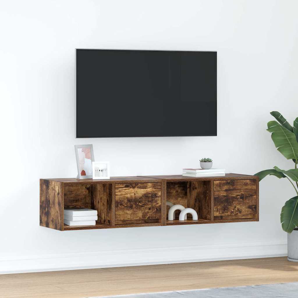 TV Cabinets 2 pcs Smoked Oak 60x31x25.5 cm Engineered Wood