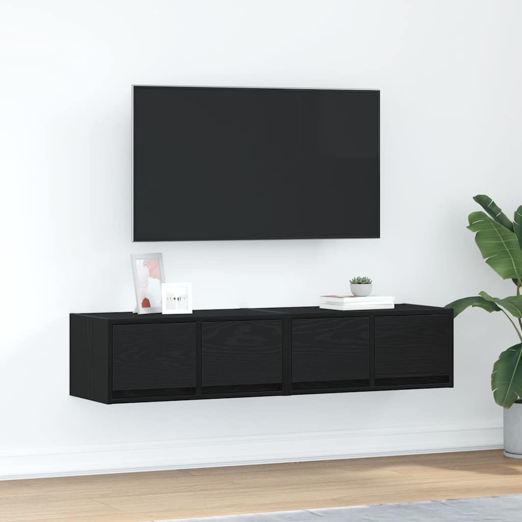 TV Cabinets 2 pcs Black Oak 60x31x25.5 cm Engineered Wood