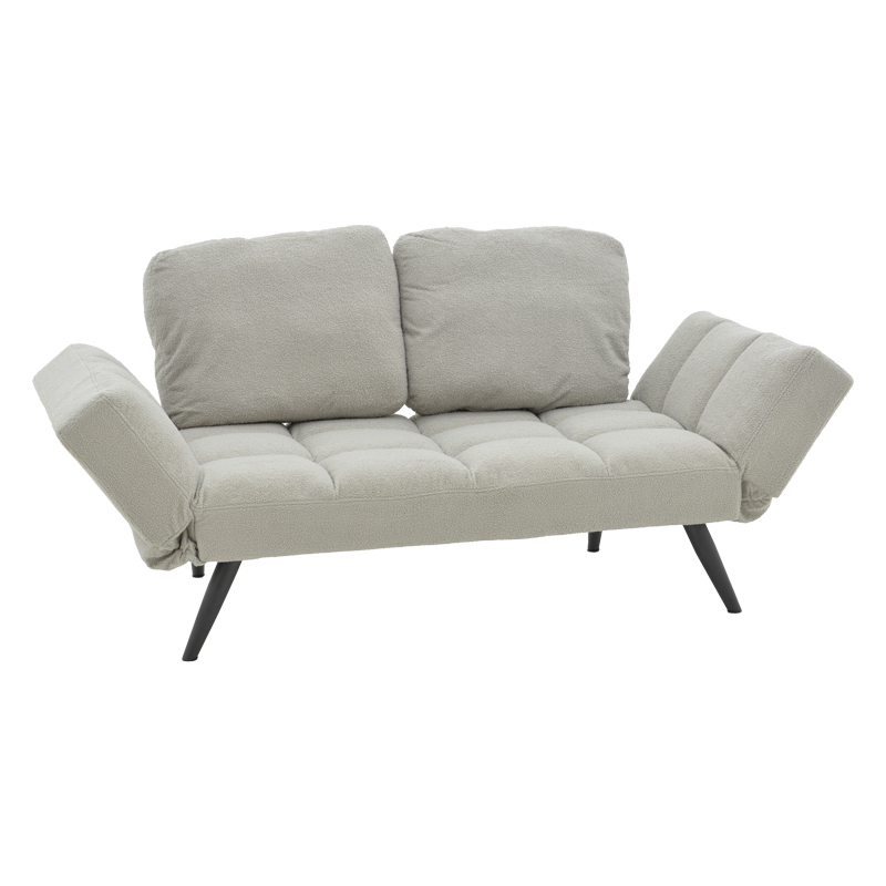 Sofa-bed 3-seater Jackie bouclé grey-metal black 190x78x75cm