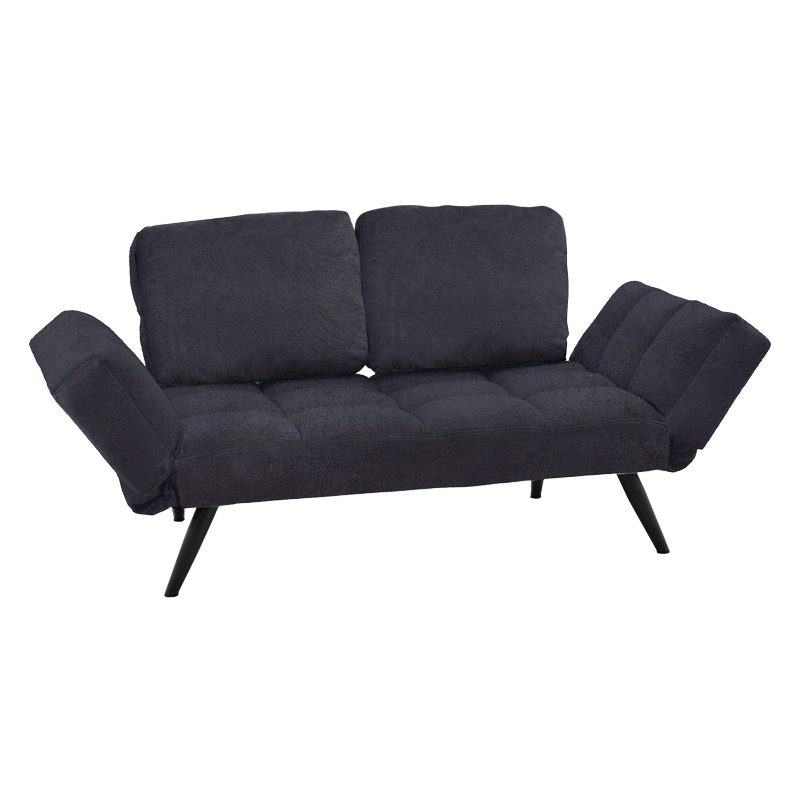 Sofa-bed 3-seater Jackie fabric anthracite-metal black 190x78x75cm