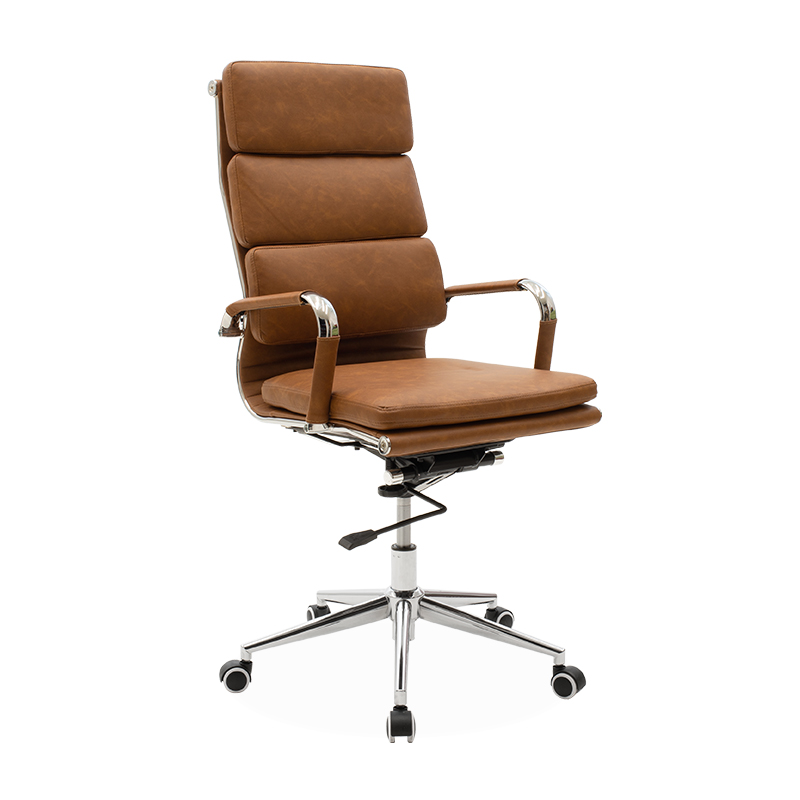 Manager office chair Tokyo with pu brown tabac antique colour