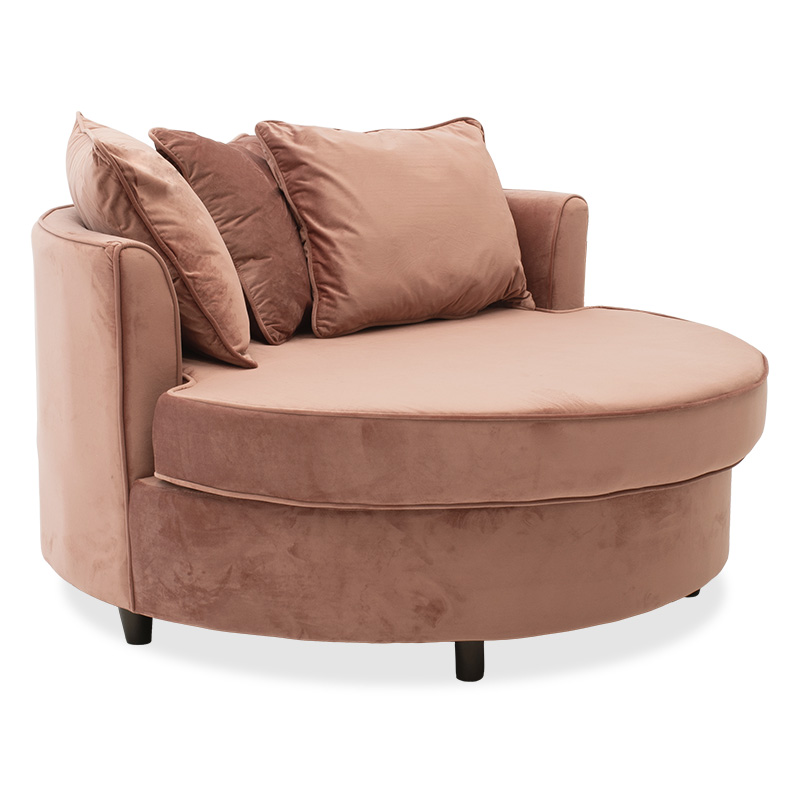 Armchair-sofa sofa round in rotten apple velvet 123x120x85cm