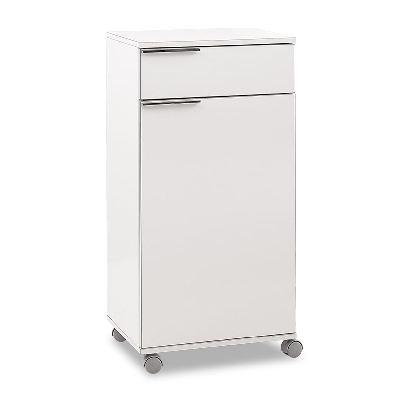 Ντουλάπι Chad τροχήλατο με συρτάρι λευκό gloss 50x40x100εκ