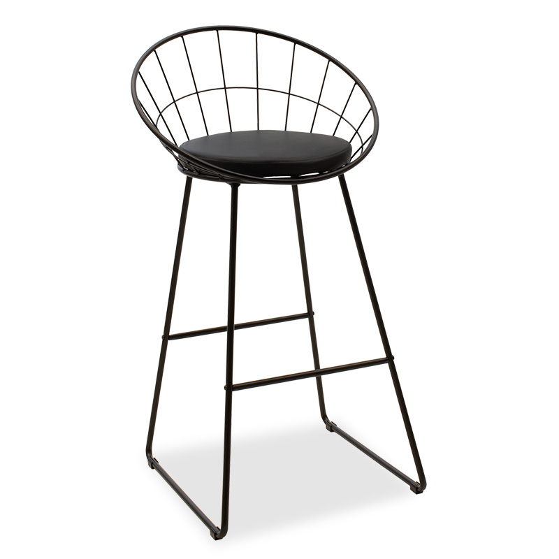 Seth bar stool black metal wire with black pvc cushion