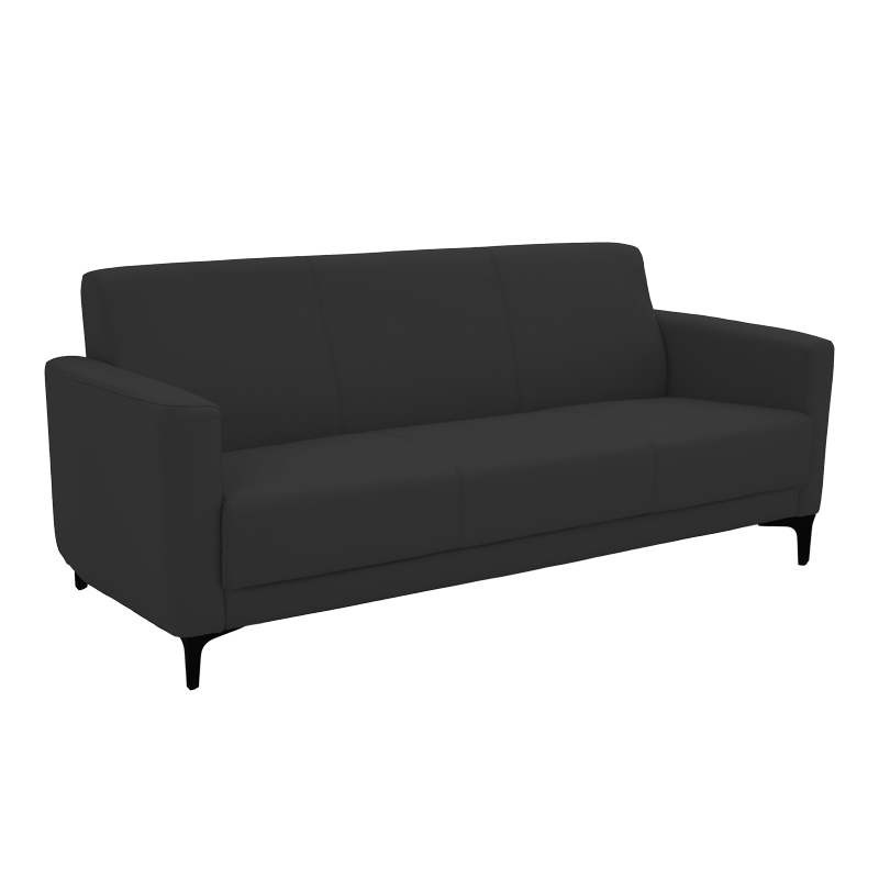 Καναπές τριθέσιος Sidica PU σε μαύρη απόχρωση 185x78x83εκ
