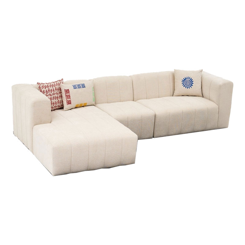 Corner sofa Beyza right corner cream fabric 299x160x73cm
