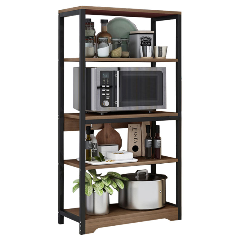 Floor sfelf unit Obra metallic in walnut-black color 60x30x126cm