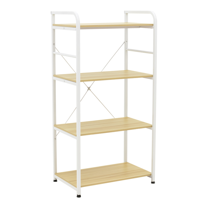 Floor-standing shelf Depo white metal-mdf in natural shade 60x40x120cm