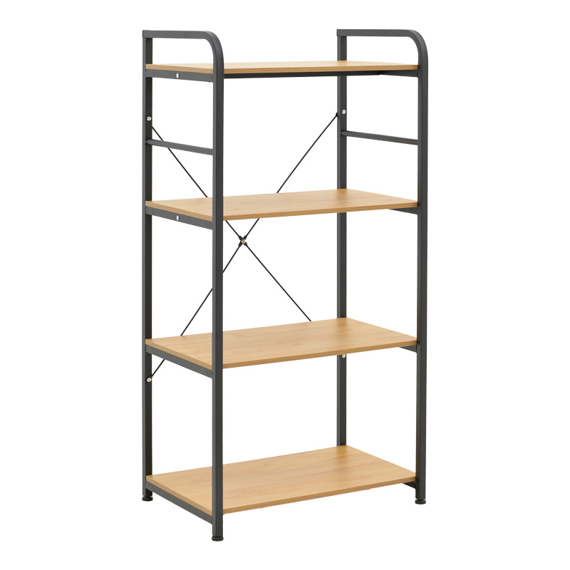 Floor-standing shelf Depo black metal-mdf in oak shade 60x40x120cm