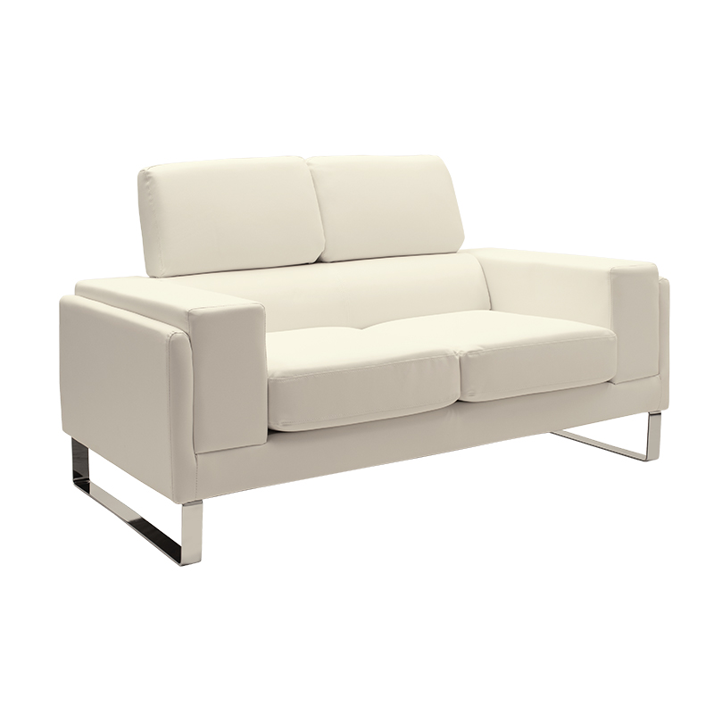 2 seat Sofa Shea PU ivory-inox 158x80x87cm
