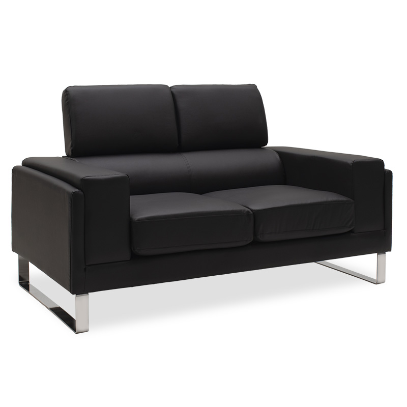 2 seater sofa Shea in black pu-inox 158x80x87cm