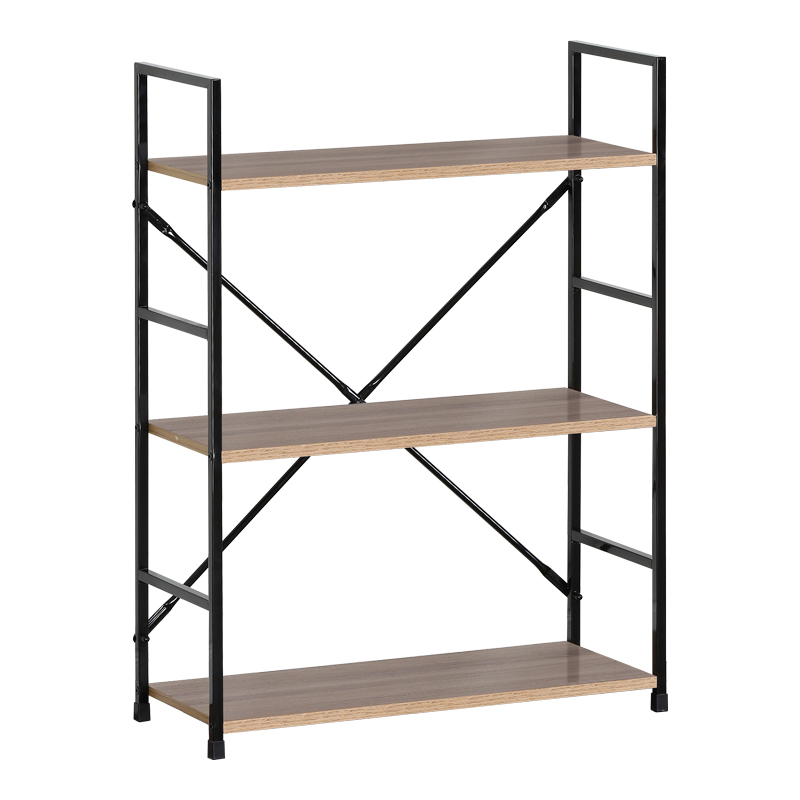 Bookcase-rack Manlo natural-black steel 58.6x23.5x80cm