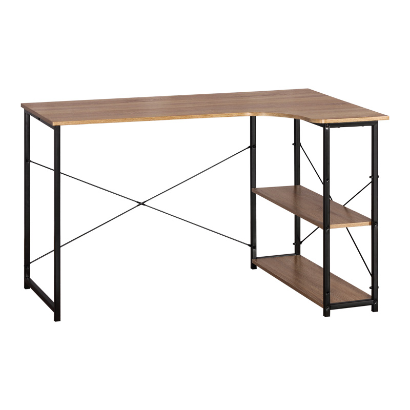Corner desk Merlin right corner in oak shade with black metal 120x73x75cm