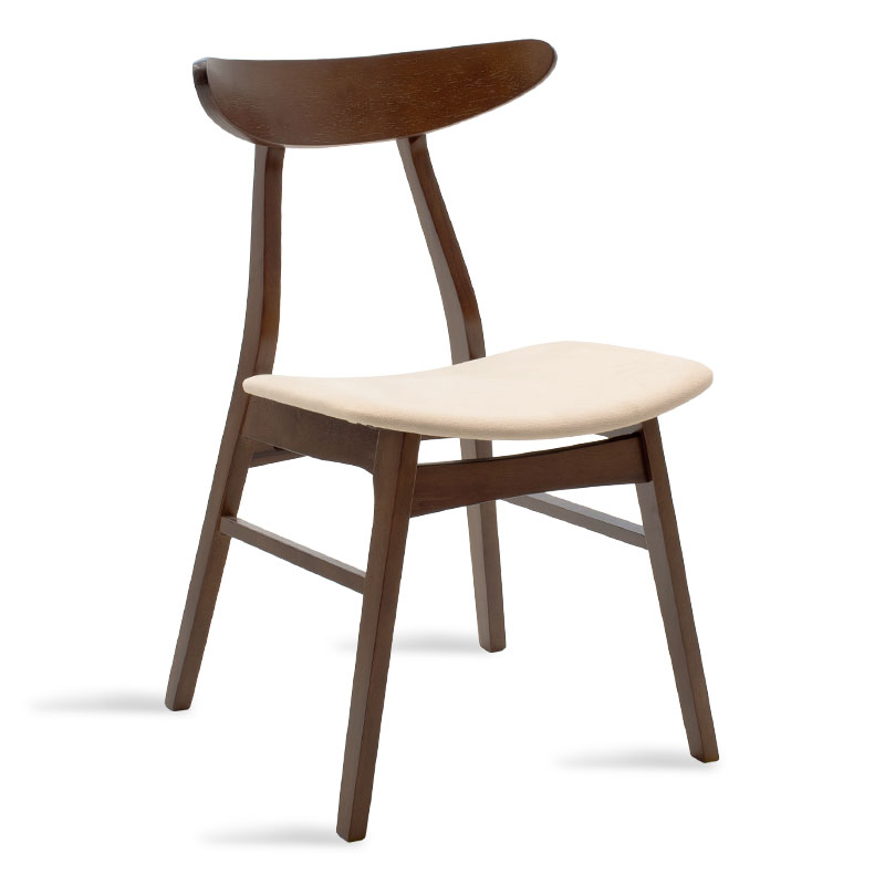 Chair Orlean beige fabric-walnut rubberwood leg