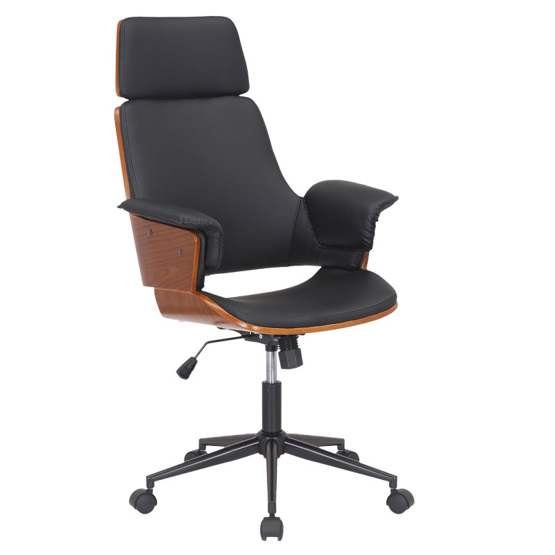 Manager office chair Hermanos with black pu - walnut wood