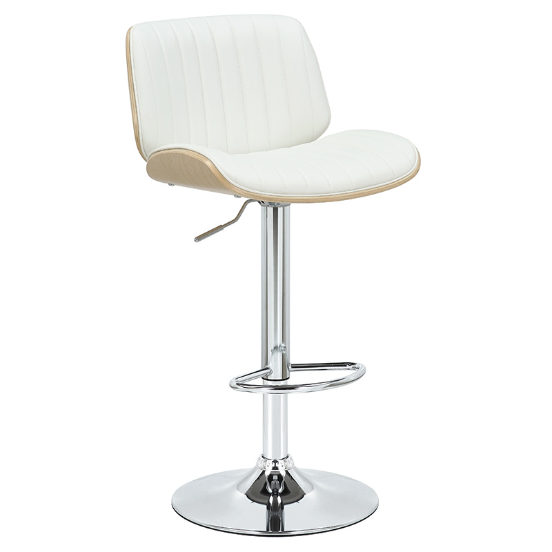 Bar stool Fern folding PU white plywood natural-chrome metal 48x50x88/108cm