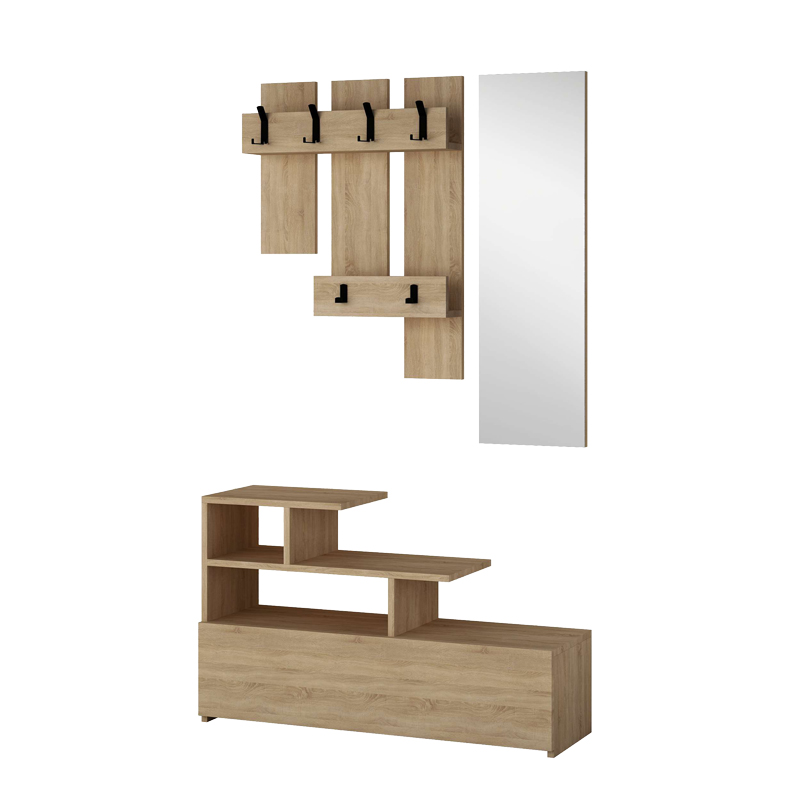 Entrance furniture Vesty melamine in natural color 100x30x61cm