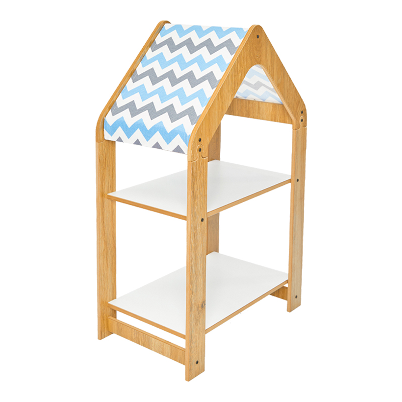 Montessori shelf Zoilen natural-white-blue mdf 50x30x80cm