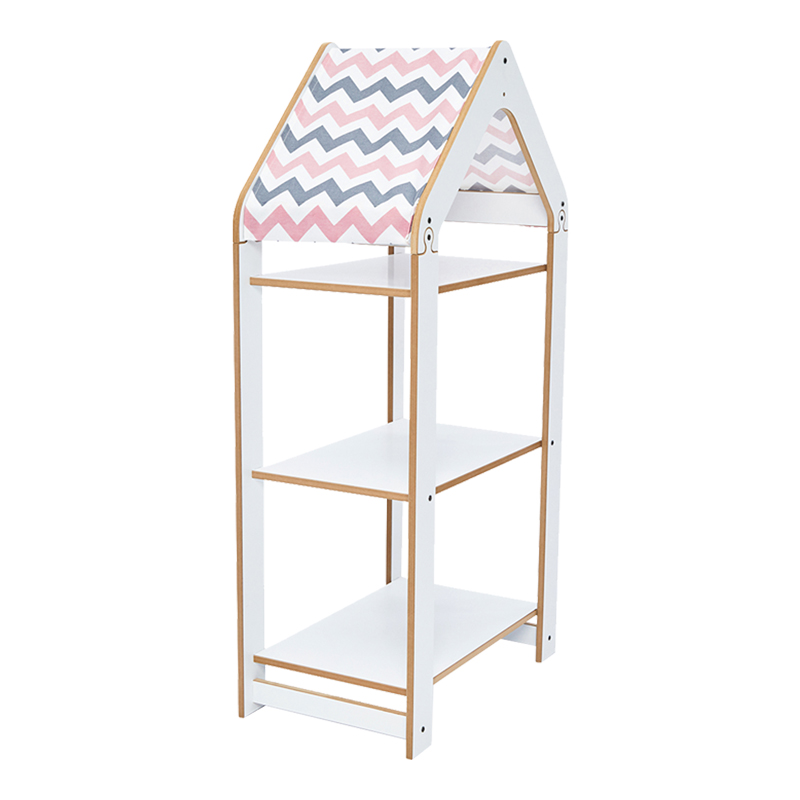 Montessori shelf Zoilen I white-pink mdf 50x30x100cm