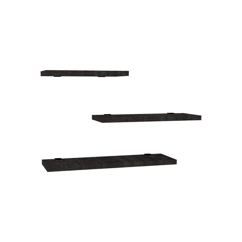 Wall shelf Leila set of 3 melamine in anthracite shade 40x14x2cm