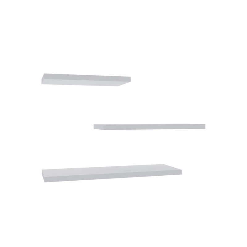 Wall shelf Leila set of 3 melamine in white shade 40x14x2cm