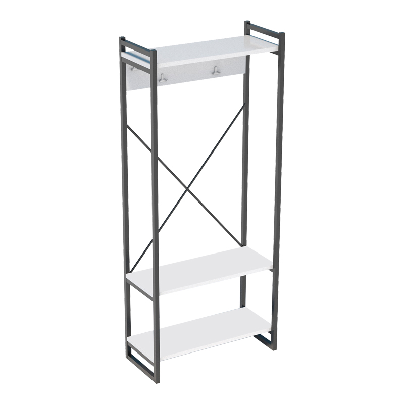 Entrance furniture with hanger Baker black metal and white melamine 90x34x180cm