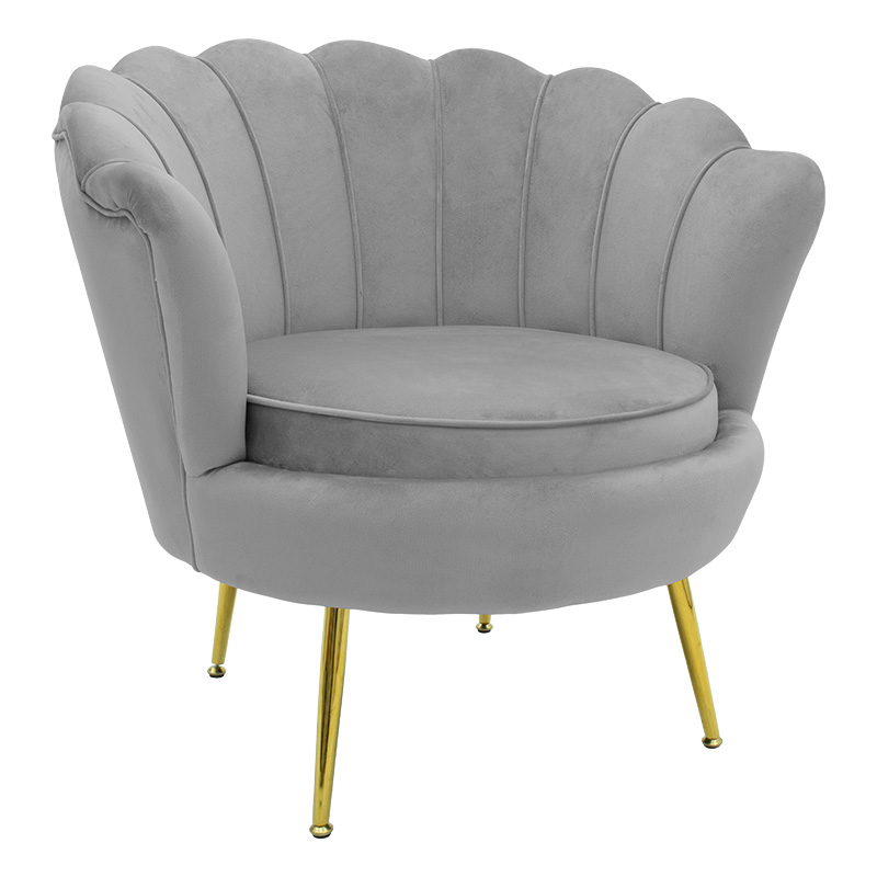 Armchair Daimon velvet grey-golden 79x74x78cm