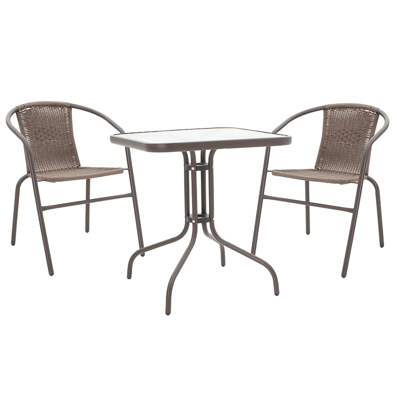 Dining set 3pcs Watson-Obbi pe brown-metal 70x70x70cn