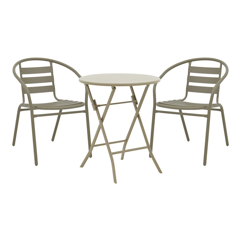 Albero-Tade metal dining table in champagne shade D60x70cm