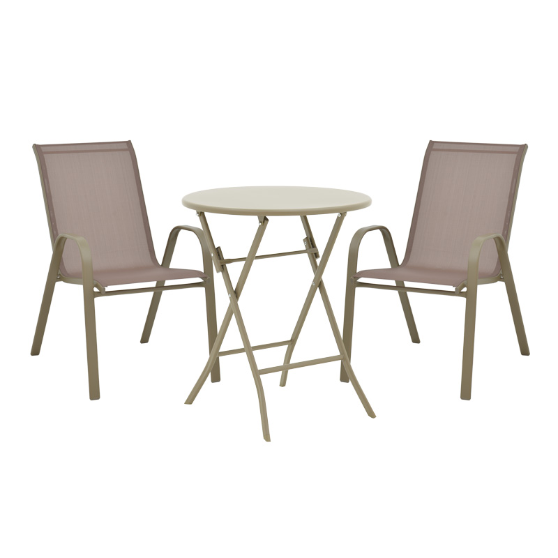 Albero-Calan metal dining table in champagne shade D60x70cm