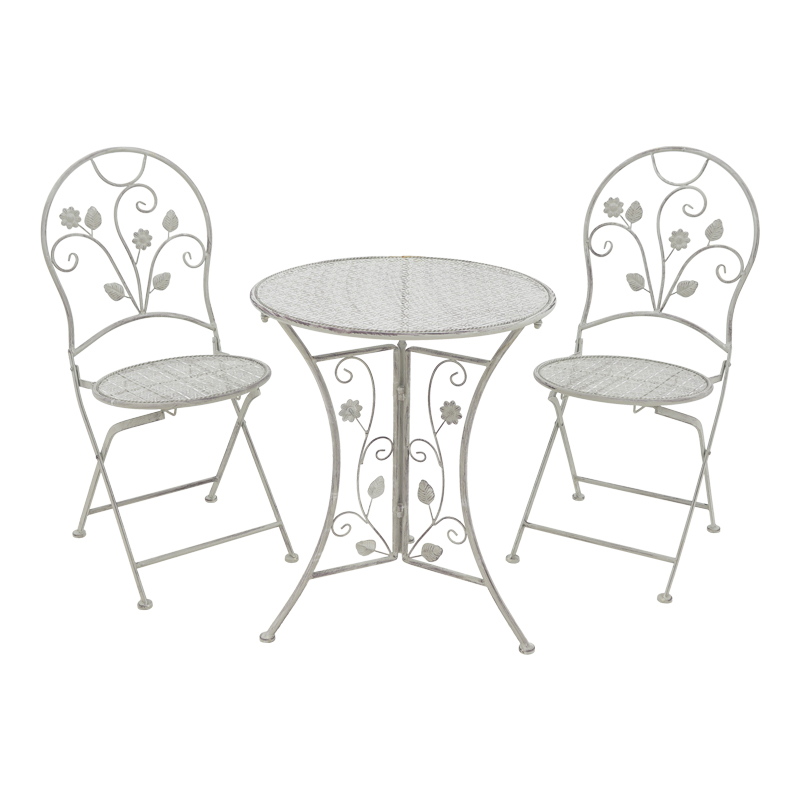 Dining set 3pcs Abriel grey antique metal