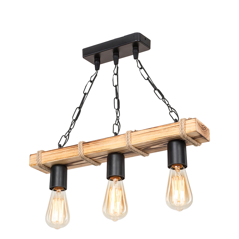 Ceiling light PWL-1027 Ε27 metal black-natural 48.5x10x47cm