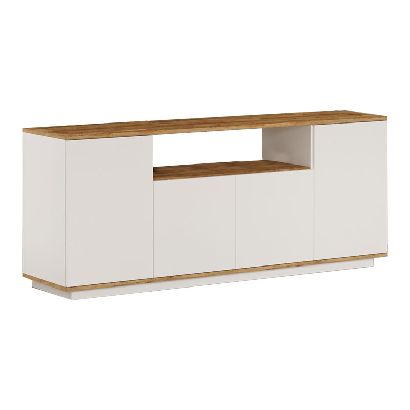 Μπουφές Placefol μελαμίνης λευκό-φυσικό 180x44.5x75εκ