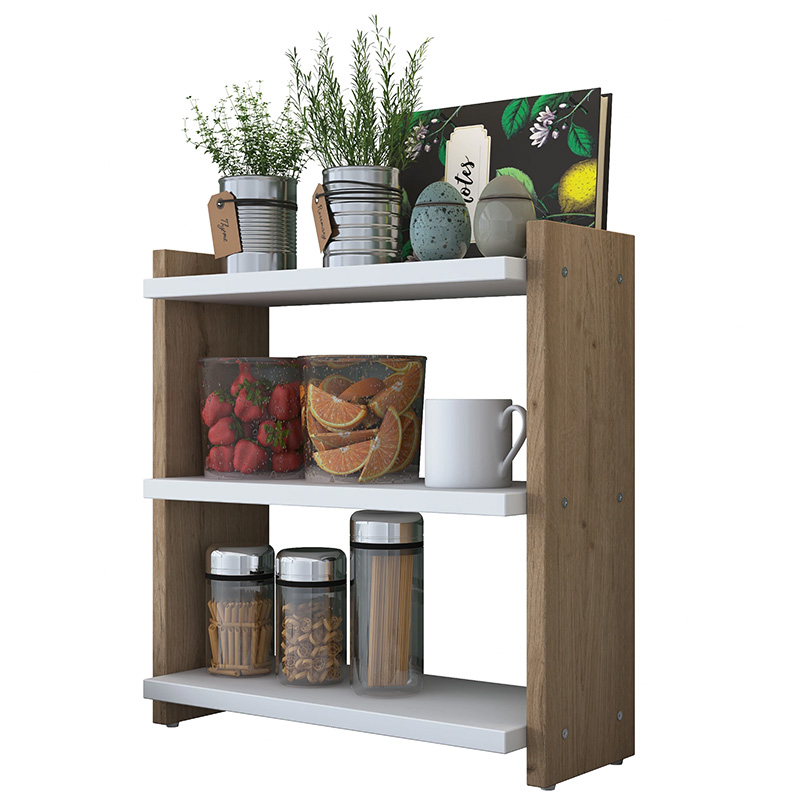 Wall shelf unit Anthia walnut-white 43.5x15x45cm