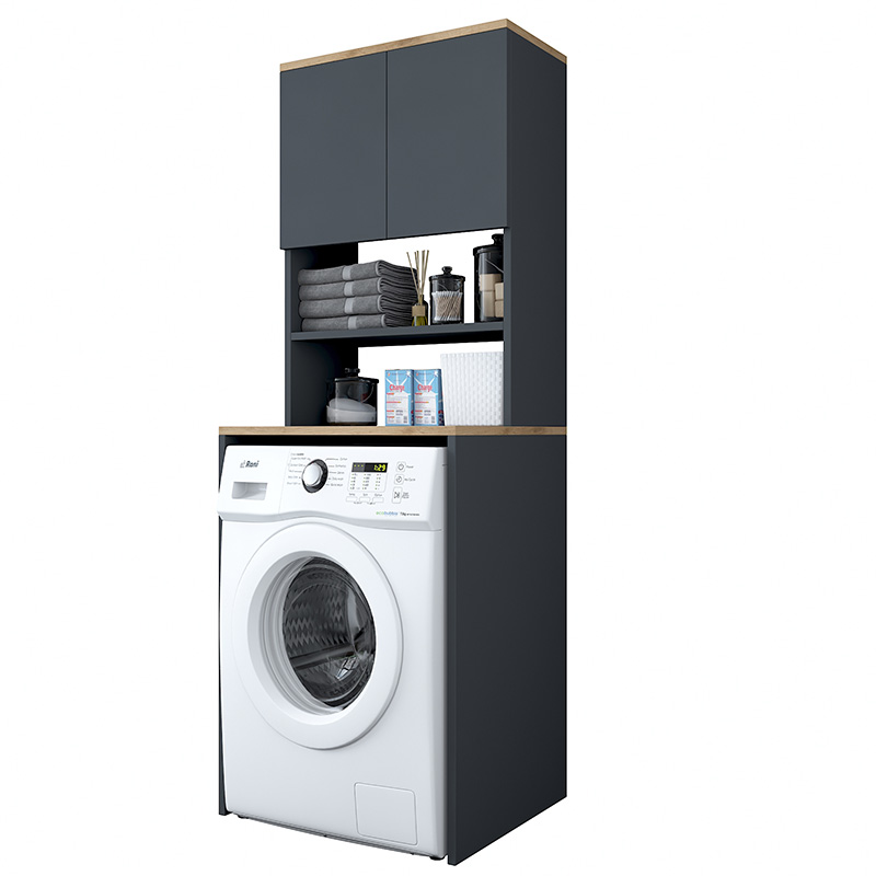 Έπιπλο πλυντηρίου Rasmus ανθρακί-φυσικό 65x60x183.6εκ.