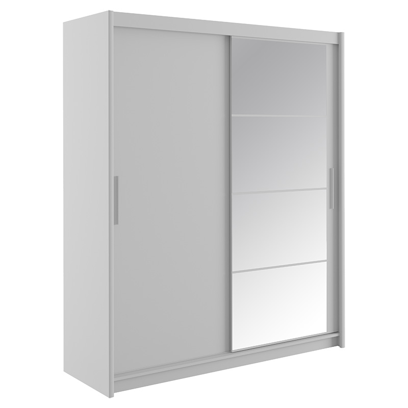 Wardrobe with 2 sliding doors Elodie with mirror white 180x61x216cm