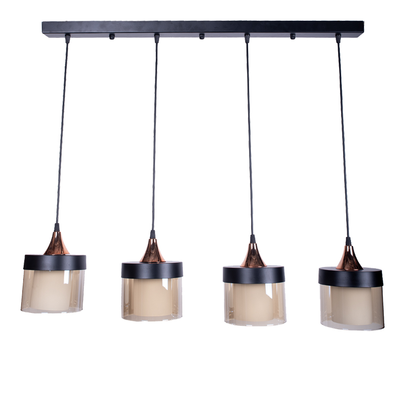 Four-light ceiling lamp Tigly black metal 80x20x60cm