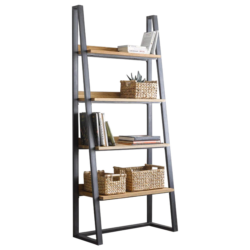 Bookcase Ryder walnut-black 75x36x185cm
