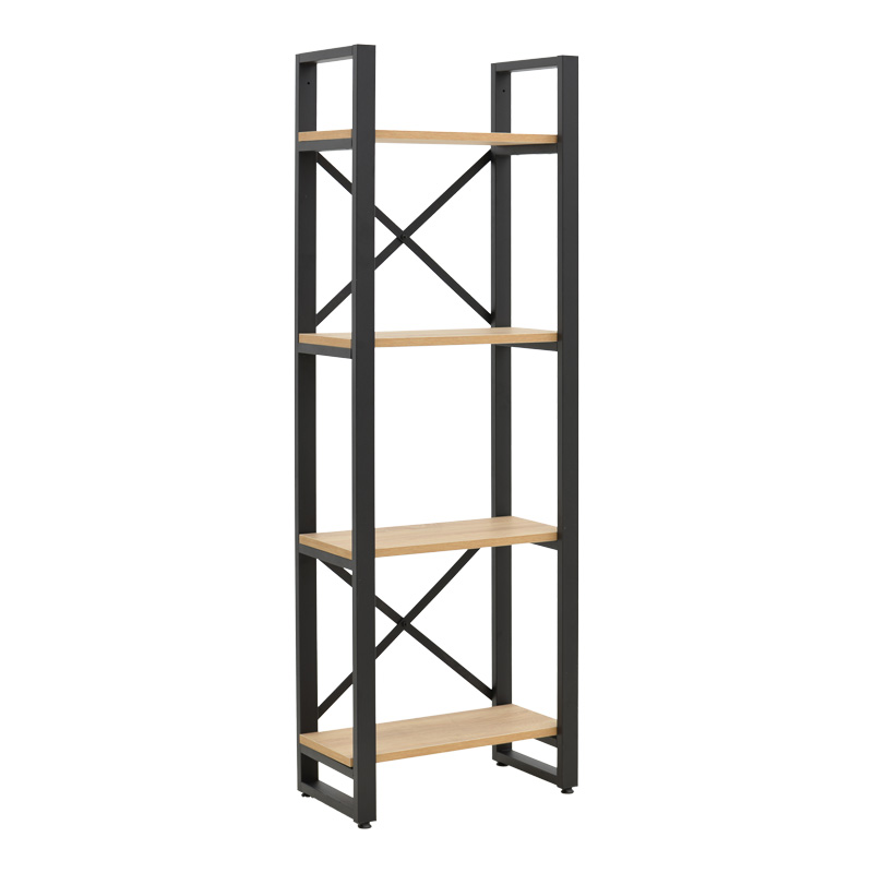 Crimson bookcase in oak-black shade 50x22x150cm