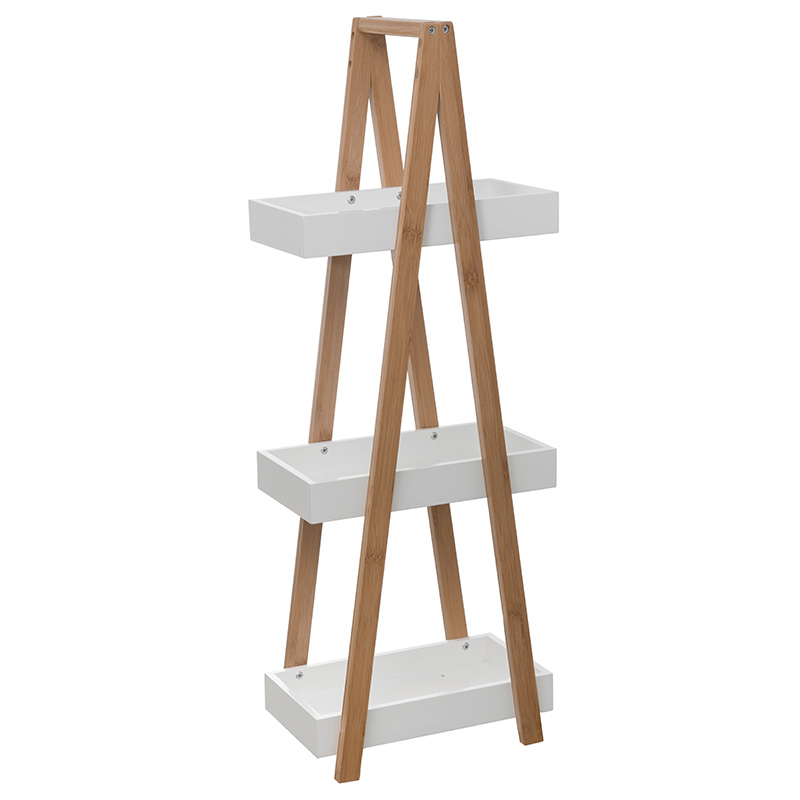 Floor shelf Nancy wooden in natural-white color 30x18x82cm