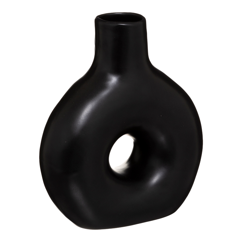 Vase Wanif ceramic in black color 17x7x19.5cm