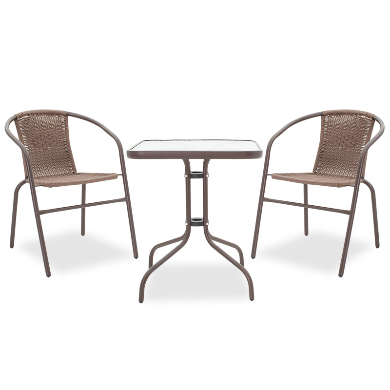 Obbi-Watson dining set 3pcs metal-pe brown