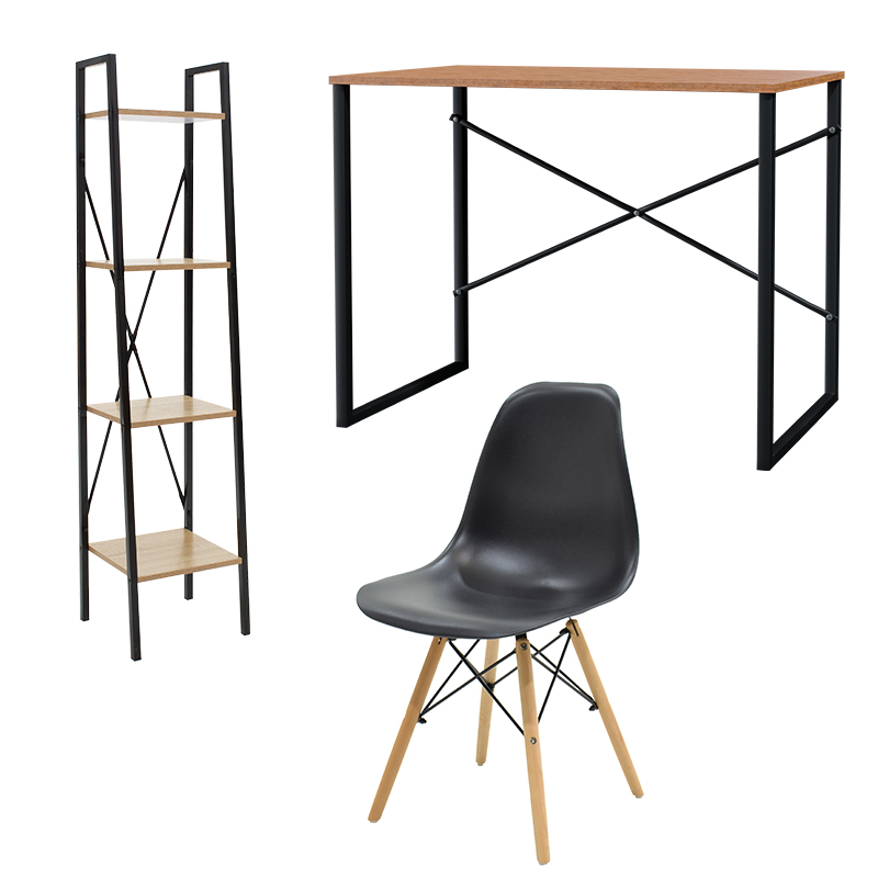 Ramon-Zayn-Julita Student Office Furniture Pack in Gray Black 3pc Set