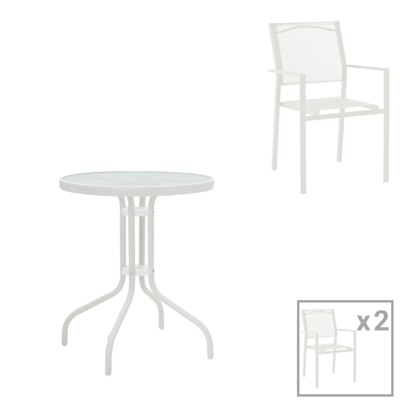 Dining table Valor-Confidence B set of 3 metal in white shade D60x70cm