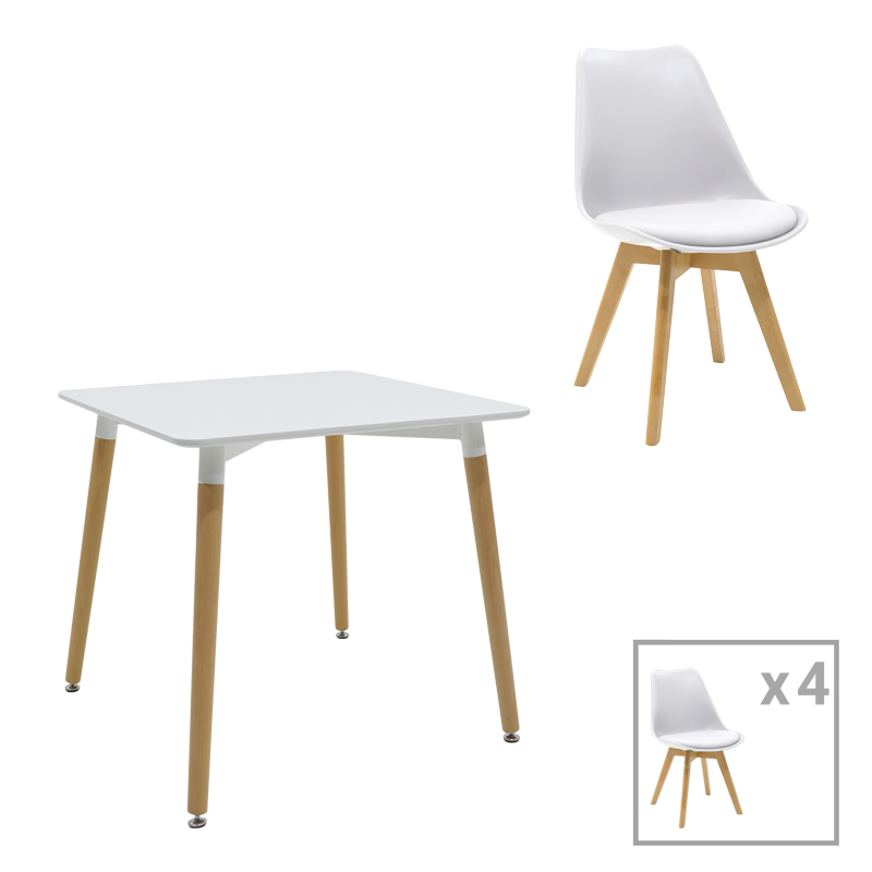 Student kitchen furniture package Deli set of 3 pcs in white coolor 80x80x76cm
