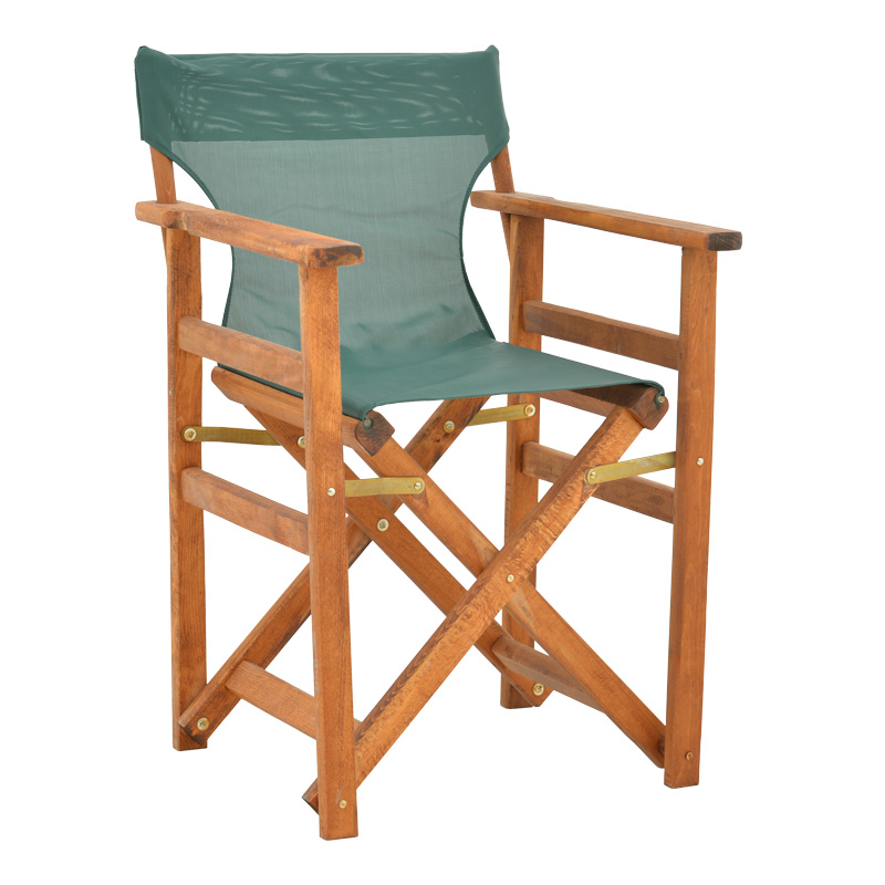 Kompa director's chair, solid beech wood, walnut - Nexus green fabric