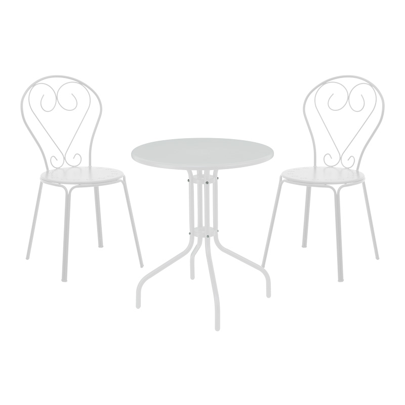 Vergo-Chari dining set 3pcs metal in white shade