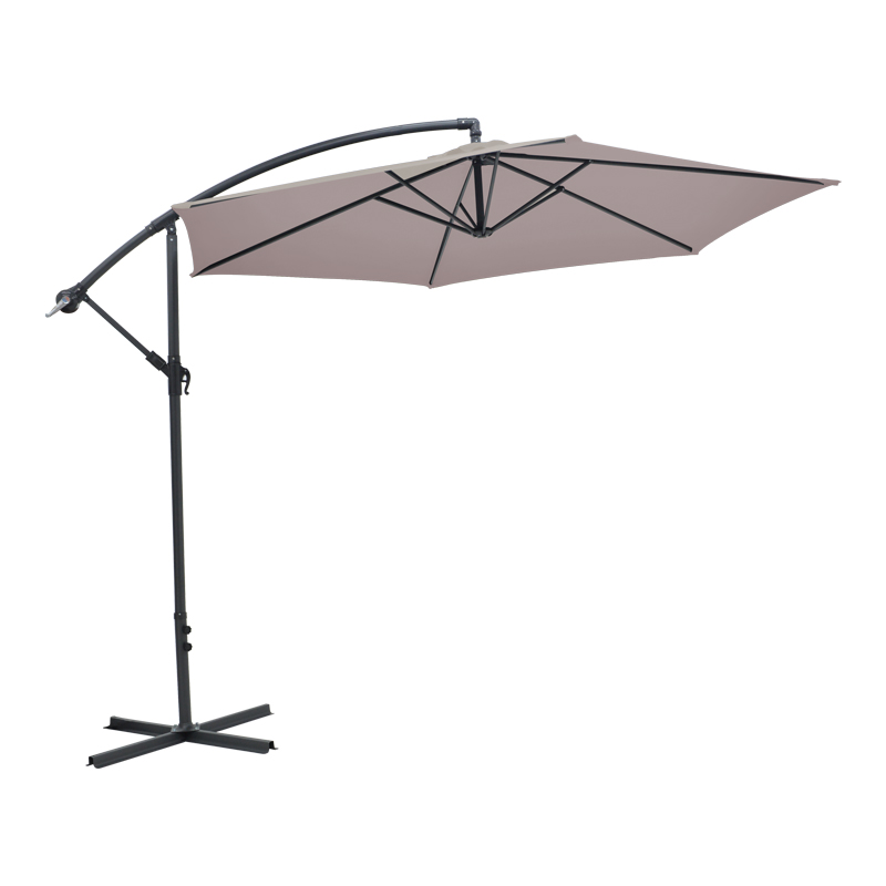 Umbrella with base Jiopel single piece aluminium-fabric beige-grey D3m